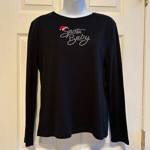 Women's Santa Baby Black Long Sleeve Tee